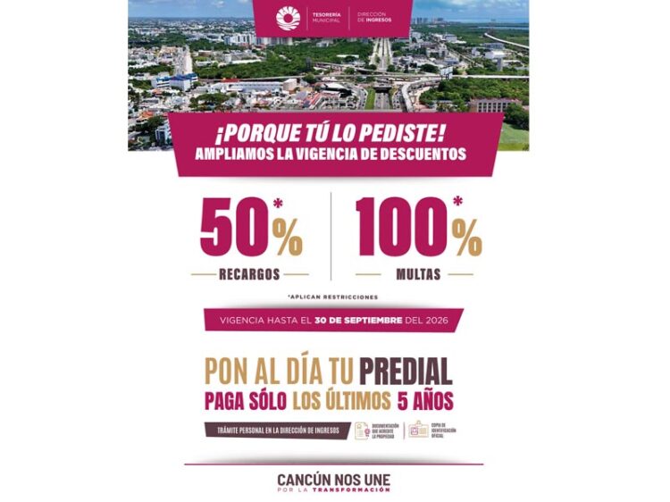 Continuará campaña para regularizar el predial en Benito Juárez