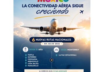 México fortalece su conectividad aérea con seis nuevas rutas nacionales en julio