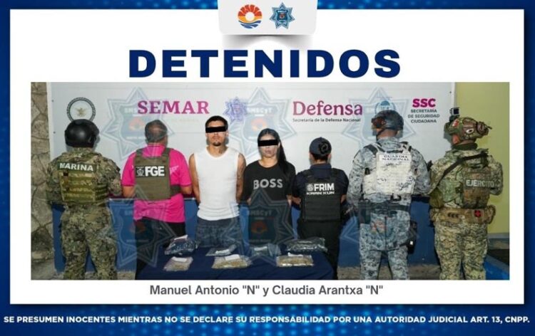 Cae pareja con presunta droga durante operativo Blindaje Cancún