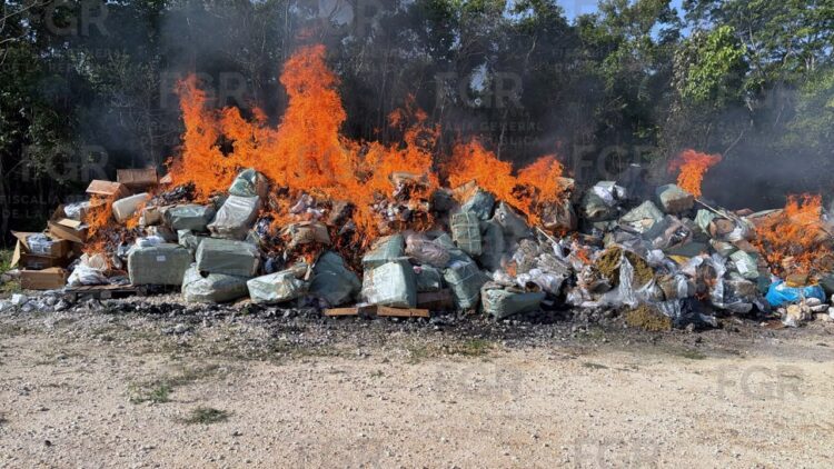 FGR destruye más de 184 kilos de droga y 806 objetos del delito en Quintana Roo