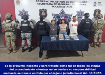 Detienen a tres personas con presunta marihuana y cristal en Cancún