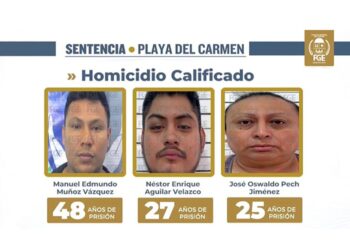 Sentencian hasta 48 años de prisión a tres responsables del homicidio de cuatro inspectores en Playa del Carmen