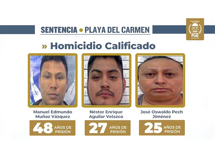 Sentencian hasta 48 años de prisión a tres responsables del homicidio de cuatro inspectores en Playa del Carmen